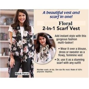 2 in 1 Ivory Floral Scarf Vest One size